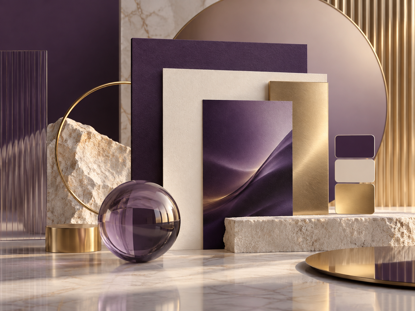 Purple cream and gold brand color system